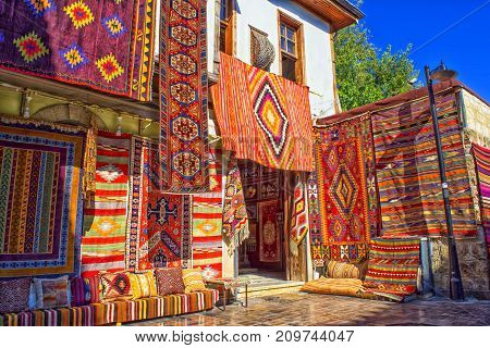 Carpets store in old town Kaleici. Antalya. Turkey