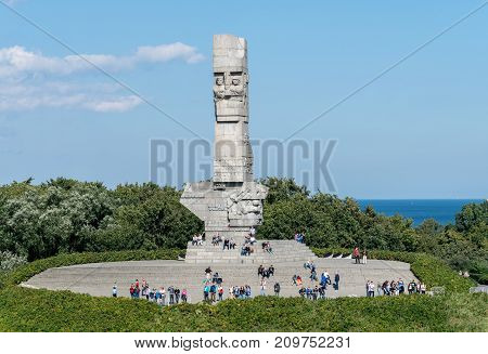 GDANSK, POLAND - 16 SEPTEMBER: Westerplatte Monument on 16 September 2017 in Gdansk, Poland. The monument was opened in 1966.