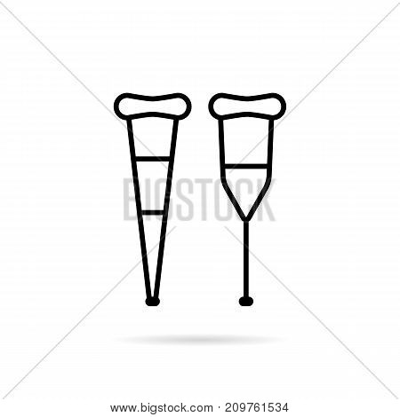 simple black thin line crutch icon. concept of prosthesis, orthopaedics limp, mischance, crisis, hospitalized, sickness. flat style trend modern logotype design vector illustration on white background