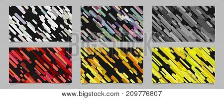 Seamless geometrical random rounded diagonal stripe pattern card background template set - abstract vector brochure design