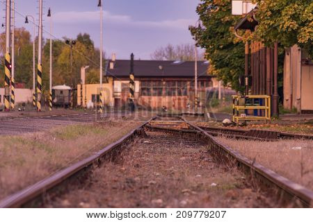 Station Bakov Nad Jizerou In Central Bohemia With Pink Sunset
