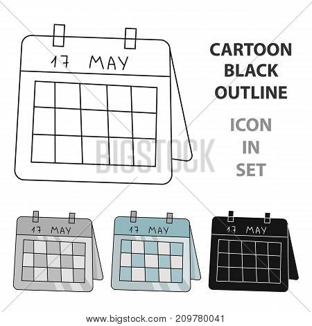 Calendar icon in cartoon design isolated on white background. Conference and negetiations symbol stock vector illustration.