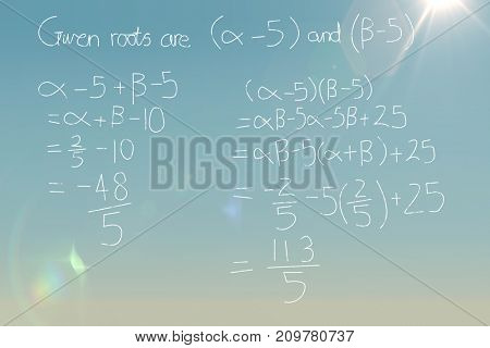 Trignometry against black background against blue sky