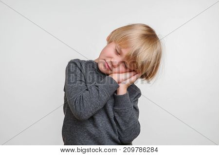 New Cute horisontal photo of handsome happy caucasian child