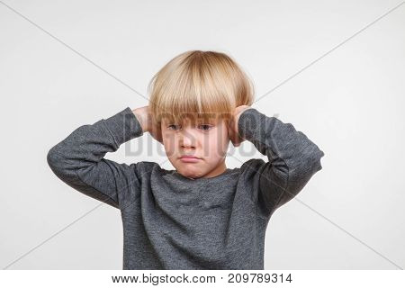Portrait of handsome happy caucasian child boy