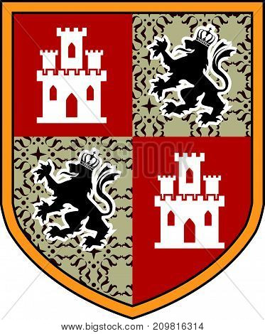Coat of Arms vector illustration shield lion and castle