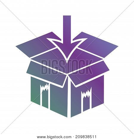 line box package object apen with arrow down vector illustration