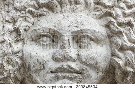 Mask of Medusa in Corso Porta Borsari in Verona Italy.