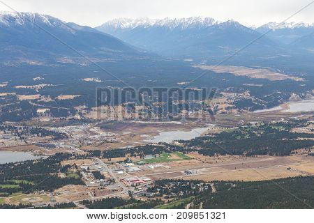 Aerial View of the Town of Invermere BC.