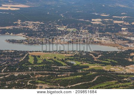 Aerial View of the Town of Invermere BC.