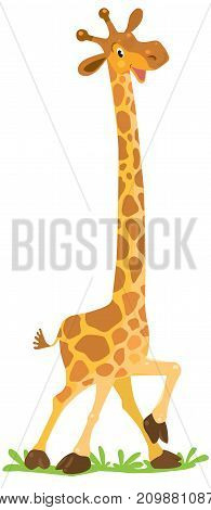 Childrens vector illustration of Cheerful funny giraffe