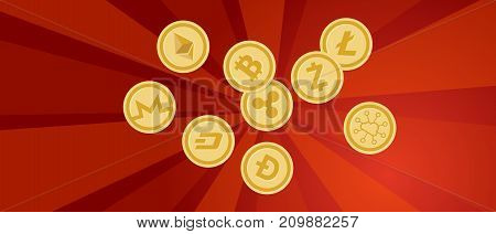 revolution red propaganda strong strike protest bit-coin golden finance banking digital cryptocurrency vector