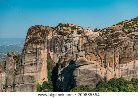 Meteora Monasteries, Greece. The Monasteries Of Varlaam And Great Meteoron