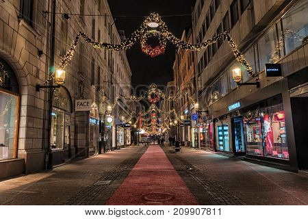 Stockholm, Sweden - December, 2014. Night Photo Of Stockholm City.