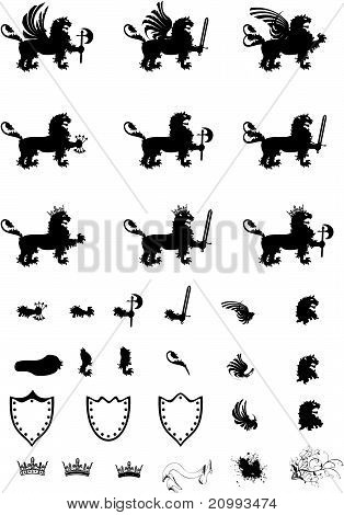 grifo heráldico escudo set10