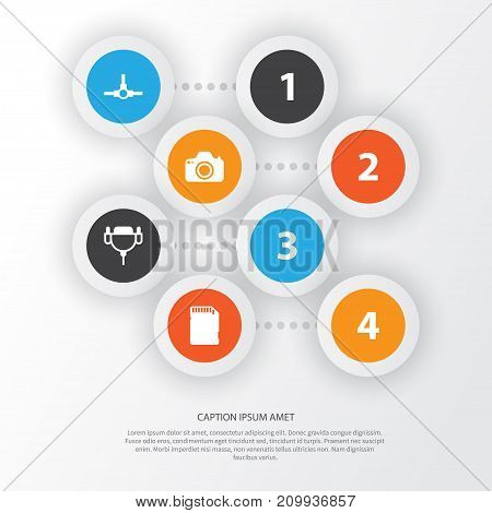 Hardware Icons Set. Collection Of Network Structure, Vga Cord, Camera And Other Elements