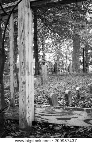 Old Tombstones In Cemetery