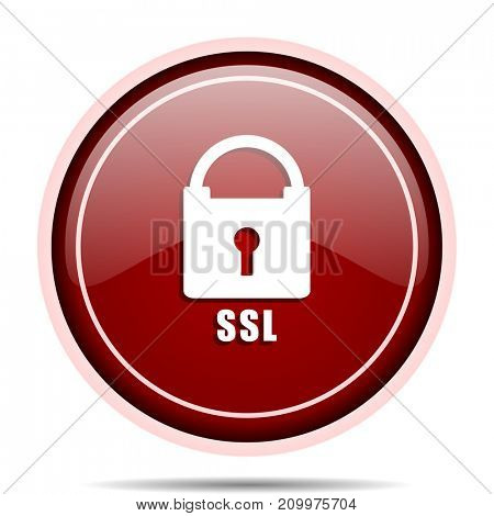 Csl red glossy round web icon. Circle isolated internet button for webdesign and smartphone applications.