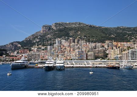 View Of La Condamine Ward And Port Hercules In Monaco.