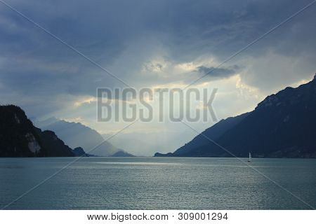 Summer Scene At Lake Brienz, Bernese Oberland. Switzerland.