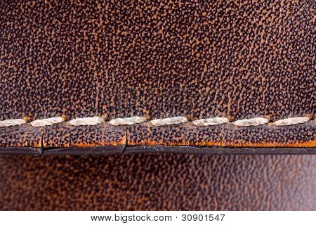 Næroptagelse af tråd søm på læder Rejsetaske