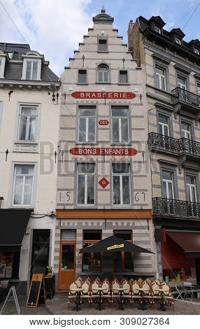 Brussels, Belgium- May 27, 2019 : The Famous Brasserie Bon Enfants Located At Grand Sablon Square In