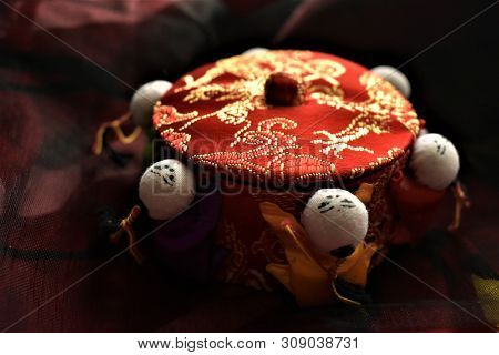 Covered Beautiful  Decorated Red Pin Asian Box