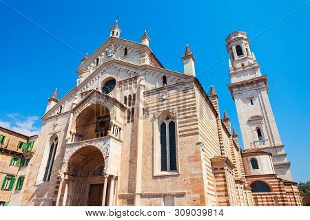 Verona Cathedral Or Duomo In Verona, Veneto Region In Italy