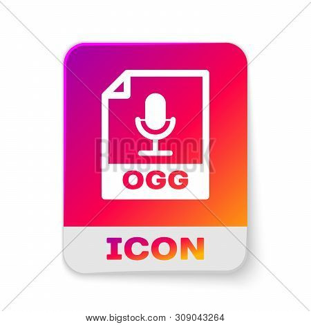 White Ogg File Document Icon. Download Ogg Button Icon Isolated On White Background. Ogg File Symbol