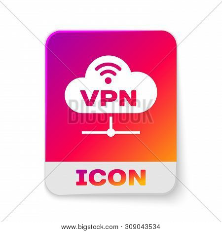 White Vpn Network Cloud Connection Icon Isolated On White Background. Social Technology. Cloud Compu