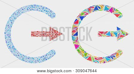 Log Out Collage Icon Of Triangle Elements Which Have Variable Sizes And Shapes And Colors. Geometric