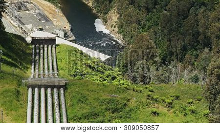 Long Shot Of A Power Station At Tarraleah In Tasmania