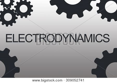 Electrodynamics Sign Concept Illustration With Black Gear Wheel Figures On Yellow Background