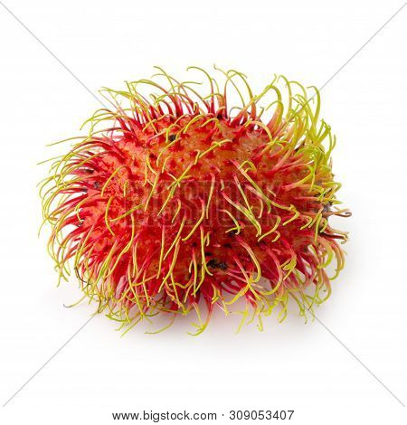 Rambutan Sweet Fruit Isolated On White Background