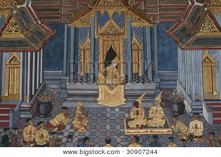 Nástěnné o Ramayana literatury v Thajsku