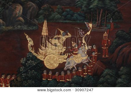 Nástěnné o Ramayana literatury v Thajsku