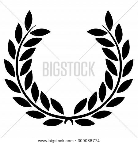 Black Laurel Wreath Isolated On A Whithe Background