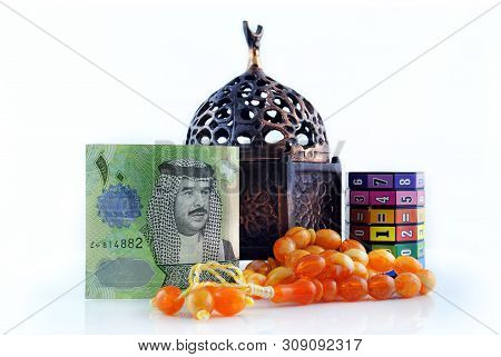 Kingdom Of Bahrain Currency On White Background Isolated