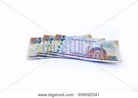 Kingdom Of Bahrain Currency On White Background Isolated