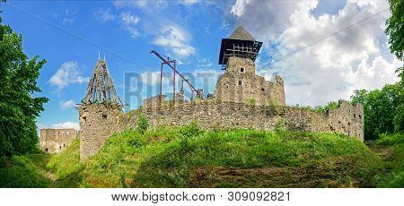 Picturesque Ruins Of Ancient Stone Nevytske Castle Of The 13-17th Centuries. Southern Defensive Wall