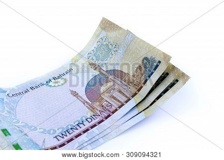 Kingdom Of Bahrain Currency On White Background Isolated
