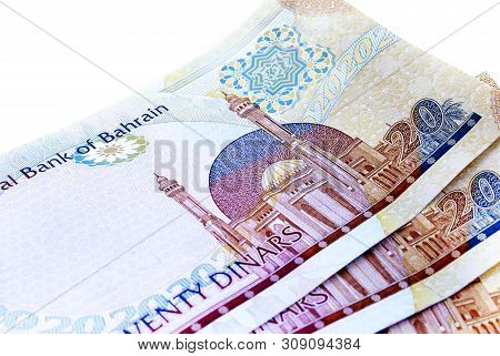 Kingdom Of Bahrain Currency On White Background Isolated