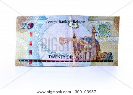 Kingdom Of Bahrain Currency On White Background Isolated