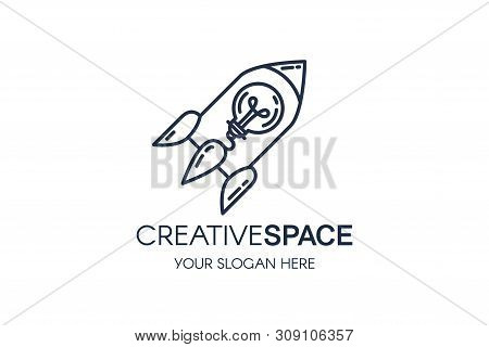 Rocket And Light Bulb Linear Vector Logo Template
