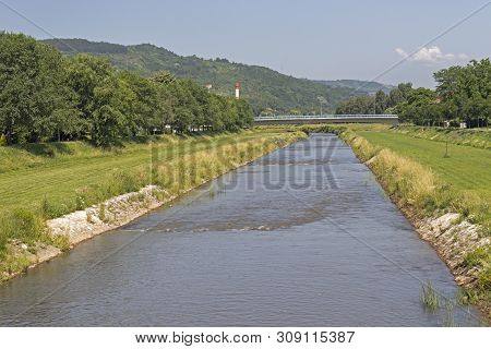 Pirot, Serbia - June 15, 2019: River Nishava, Passing Through The Town Of Pirot, Southern And Easter