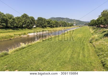 Pirot, Serbia - June 15, 2019: River Nishava, Passing Through The Town Of Pirot, Southern And Easter