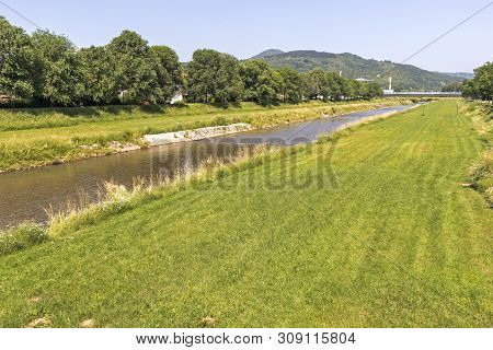 Pirot, Serbia - June 15, 2019: River Nishava, Passing Through The Town Of Pirot, Southern And Easter