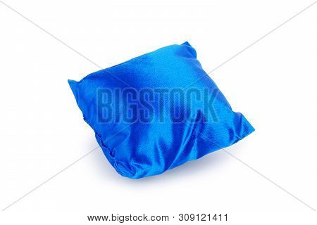 Bright Blue Pillow Isolated On White Comfortable, Bed, Cloth, Soft, Domestic, Rest, Sleep,