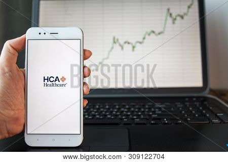 Saint Petersburg, Russia - June 25, 2019: Hca Healthcare Company Logo On The Smartphone Screen.