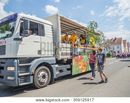 Kirchheimbolanden, Rheinland-pfalz, Germany-06 23 2019: Holiday Parade On Streets Of German Town Dur